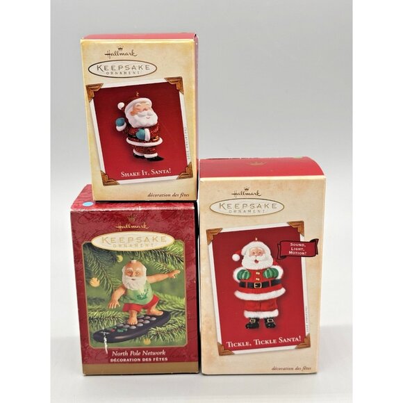 Hallmark Other - Hallmark Keepsake Tickle Santa Shake It Santa North Pole Network Lot of 3